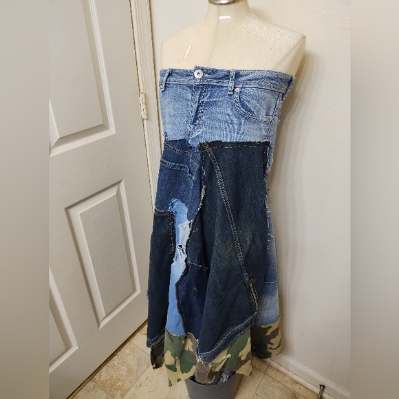 One of a kind DIY Jean Pack Work Skirt. - Picture 3 of 5